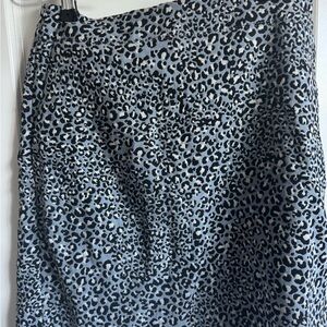 LOFT Black and Gray Leopard Print Pencil Skirt